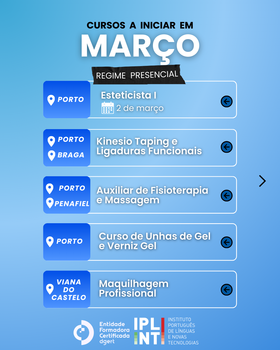 Arranca em março uma nova temporada de formações profissionais com mais de uma dezena de cursos!